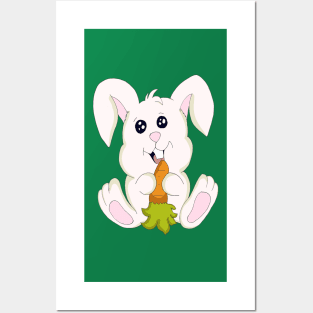 Cute Bunny With Carrot Posters and Art